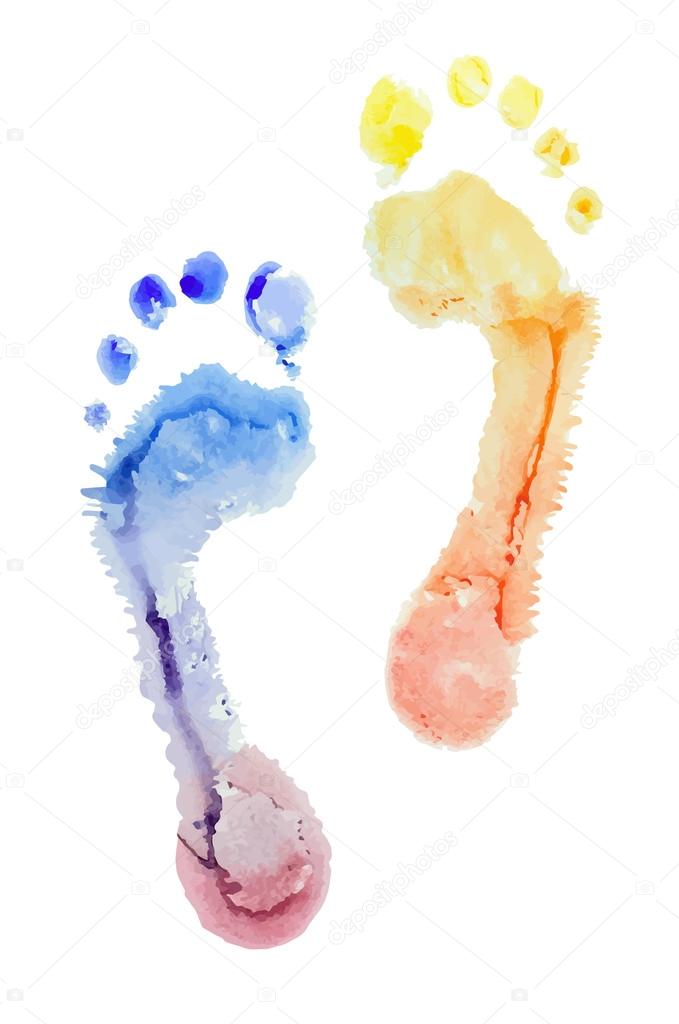 Colorful watercolor Footprints