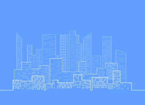 Horizonte de la ciudad con rascacielos — Vector de stock