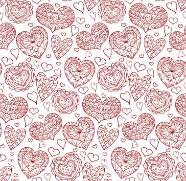 kontür doodle kalplerin