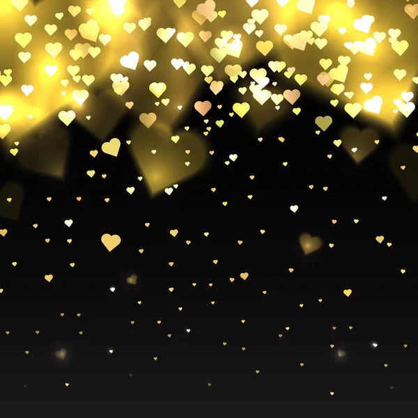 Illustration with gold glitter hearts — Stock Vector