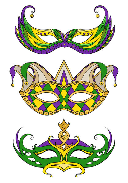 Set of hand-drawn doodle face masks