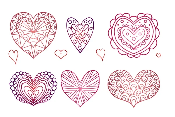 Contours of the doodle hearts — Stock Vector