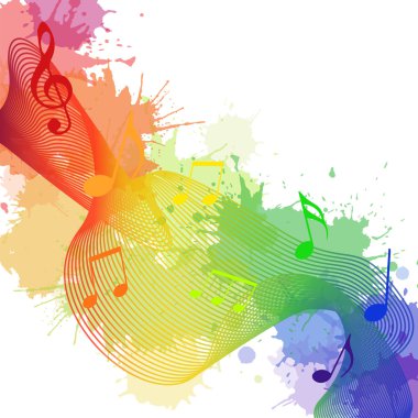 Gökkuşağı müzik notaları ile illüstrasyon