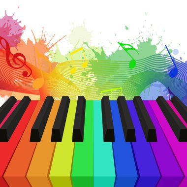 rainbow colored piano keys clipart
