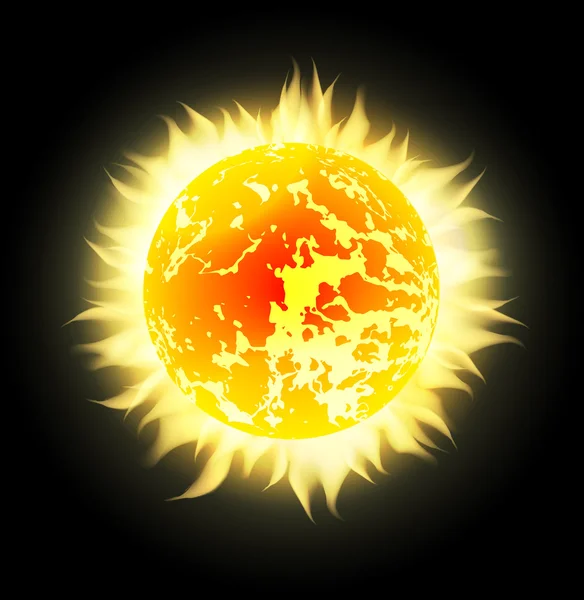 Soleil vectoriel avec rayons dans l'espace . — Image vectorielle