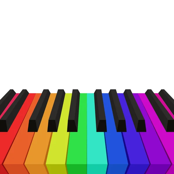 Regenboog gekleurde toetsen van de piano. — Stockvector