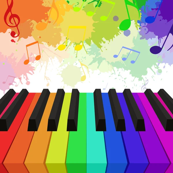 Teclas de piano de color arco iris — Vector de stock