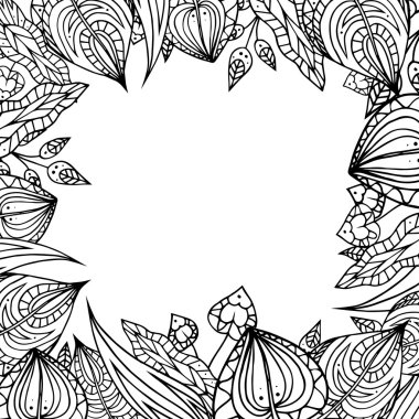 Siyah ve beyaz doodle çerçevesinde bırakır