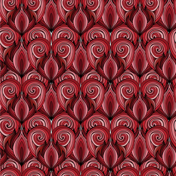 Texture sans couture avec cœur de gribouillis rouge — Image vectorielle