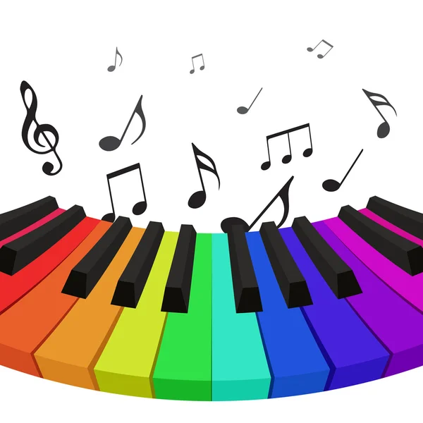 Touches de piano avec notes musicales — Image vectorielle