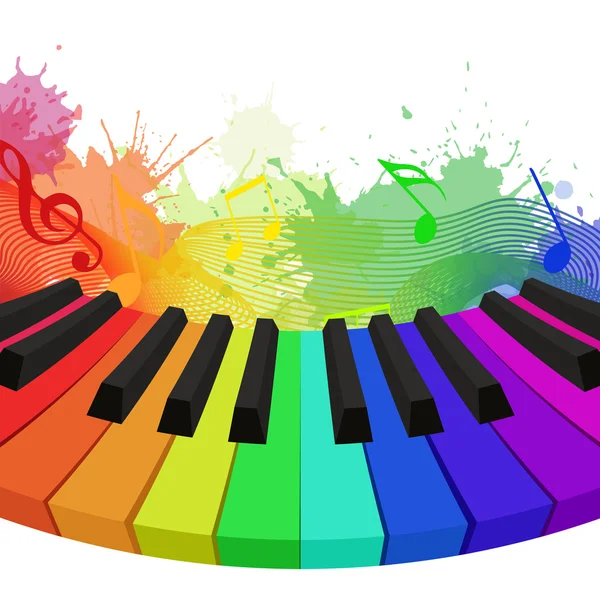 Warna pelangi kunci piano - Stok Vektor