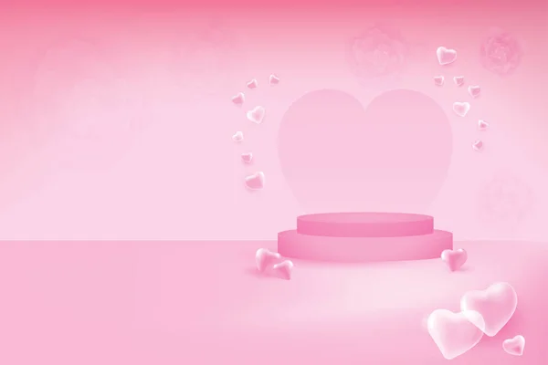 Valentine Day Concept Art Presentation Vector Illustration Pink Bubble Hearts — Stock Vector