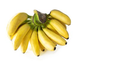 Beyaz arka planda izole edilmiş bir muz eli..