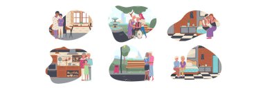 Bir grup lgbtq + çizgi film karakteri. Grafik demetli, sevgili ve aile hayatlarıyla vakit geçiriyorlar. Bahçede, mutfakta, oturma odasında..