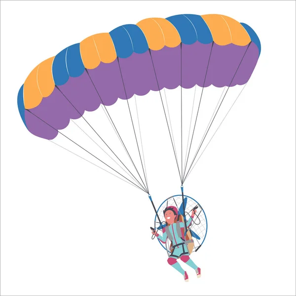 Pilote Parapente Homme Sur Ciel Parapente Avec Vêtements Sport Activité — Image vectorielle