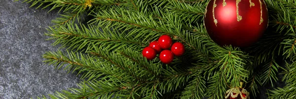 Modèle Noël Avec Décorations Noël Boules Branches Sapin — Photo