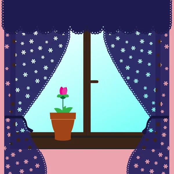 Window with curtains. — Stock Vector