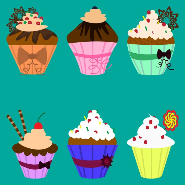 Set di cupcake. — Vettoriale Stock