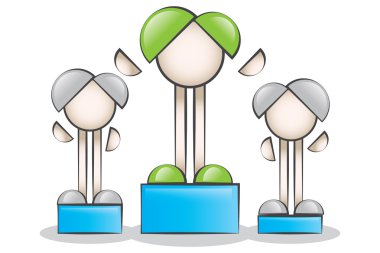 Çizgi film karakteri ve başarı. Ve kazanan ilk.