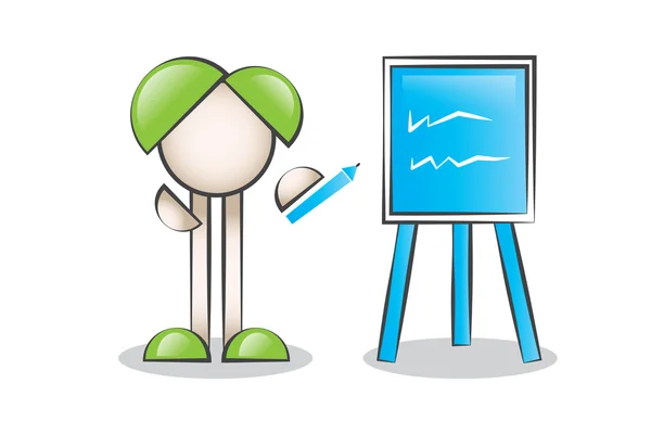 Modrá tabule kreslené postavičky a školství (prezentace) graf — Stockový vektor