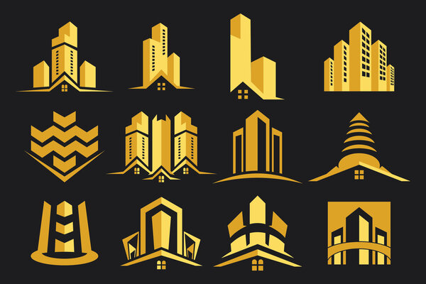 Vector Logo Real Estate Construction Icon Set