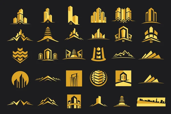 Vector Logo Real Estate Construction Icon Set — 图库矢量图片