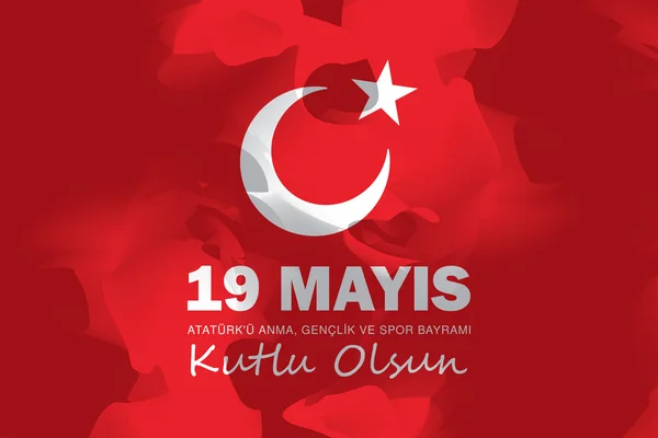 19 de mayo Ataturk Conmemoración y Día de la Juventud y el Deporte — Archivo Imágenes Vectoriales