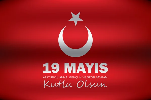 19 de mayo Ataturk Conmemoración y Día de la Juventud y el Deporte — Archivo Imágenes Vectoriales