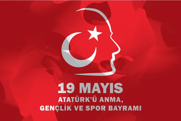 19 de mayo Ataturk Conmemoración y Día de la Juventud y el Deporte — Vector de stock