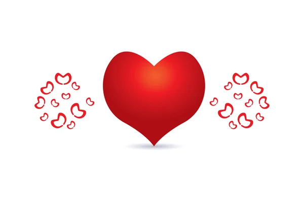 赤いハート、愛とバレンタインの日 — ストックベクタ
