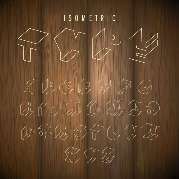 ahşap arka plan izometrik alfabesi
