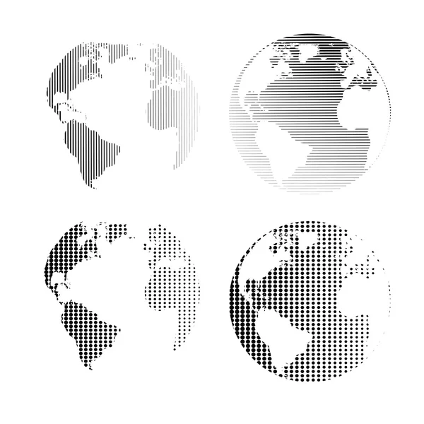 Vector raster globes set — Stockvector