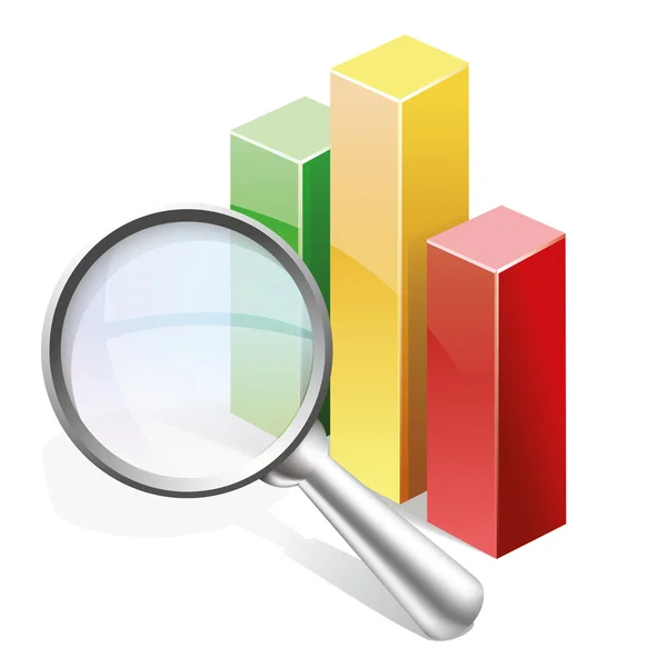 Ícone de pesquisa de estatísticas — Vetor de Stock