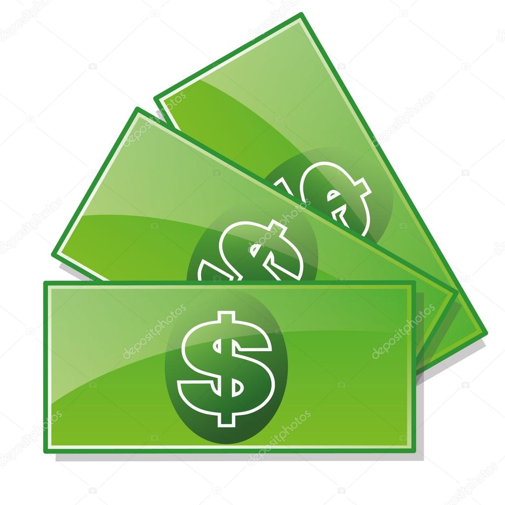 green bills with dollar icon