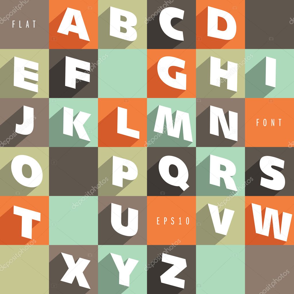 Flat alphabet icons