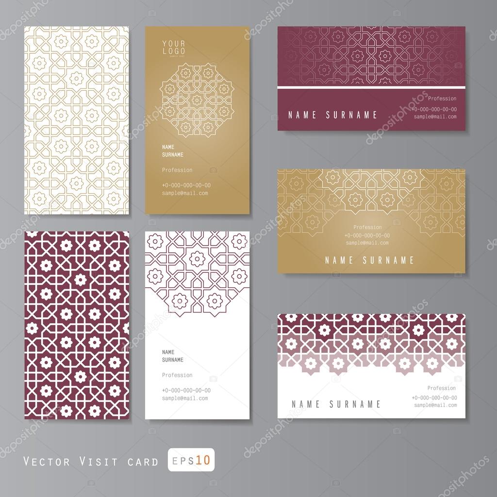 Visit cards set with arabic ornament