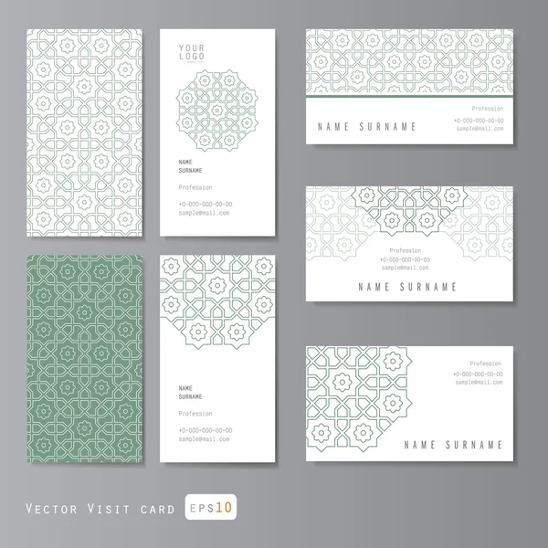 Visit cards set with arabic ornament — Stock Vector