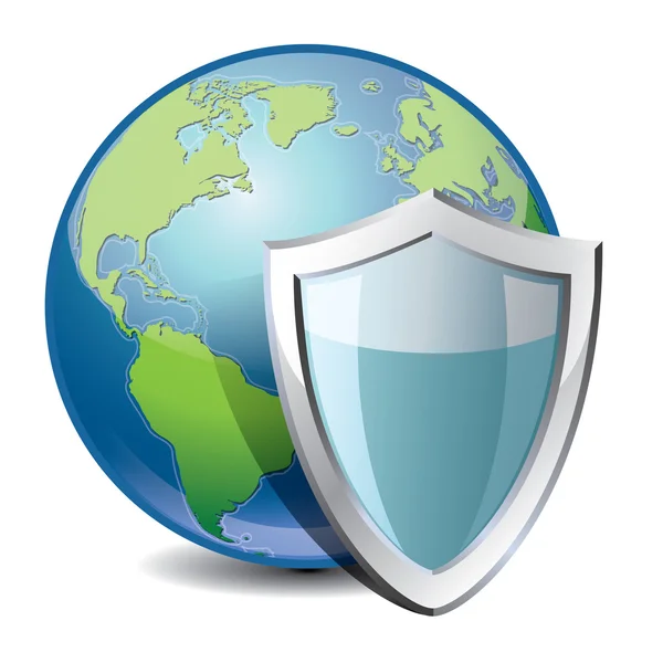Dünya ve kalkan simgesi