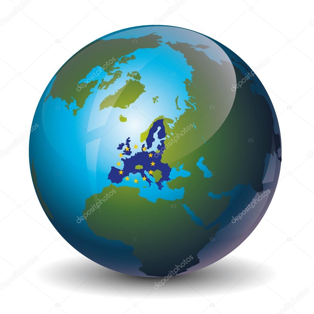 Europa auf Globus-Symbol — Stockvektor © TerentyevaYulia #98227386