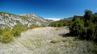 genç kadın ile dağ zirveleri arka planda alpine mera dağ izinde kaçmak