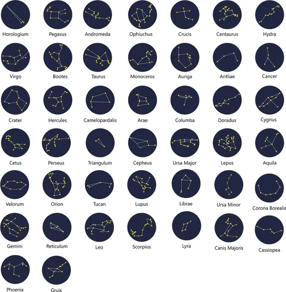 Иконы созвездий ночного неба — стоковый вектор