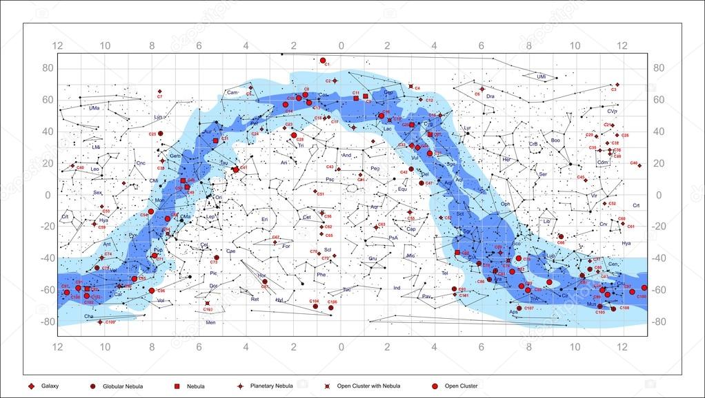 Caldwell Sky Chart - astronomy objects