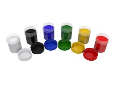 Beyaz arka plan üzerinde boya kavanoz