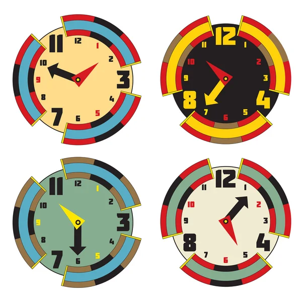 Set di orologi a colori. Orologio faccia design moderno. Eps10 vettoriale illu — Vettoriale Stock