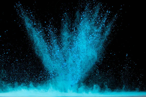 Explosion Blue Powder Black Background — Stock Photo, Image
