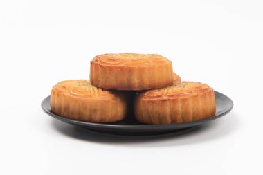 Çin Güz Festivali ortası Ay pastası beyaz arka planda