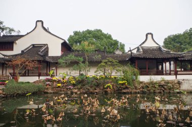 Shanghai, Çin 'de klasik bahçe manzarası