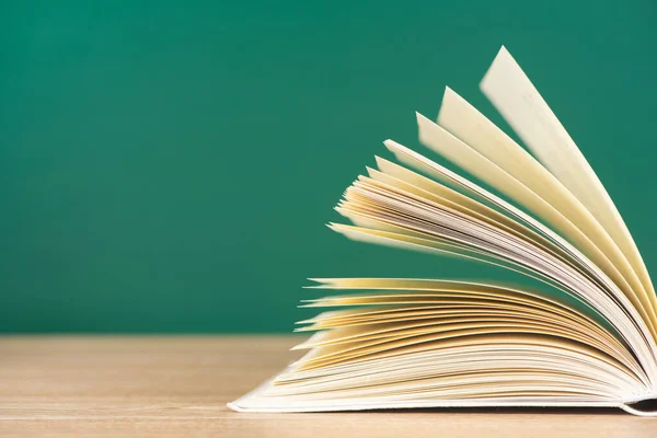 Open Book Pages Green Background — Stock Photo, Image