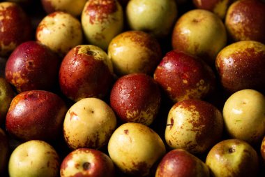 Ahşap arka planda taze Çin jubaları