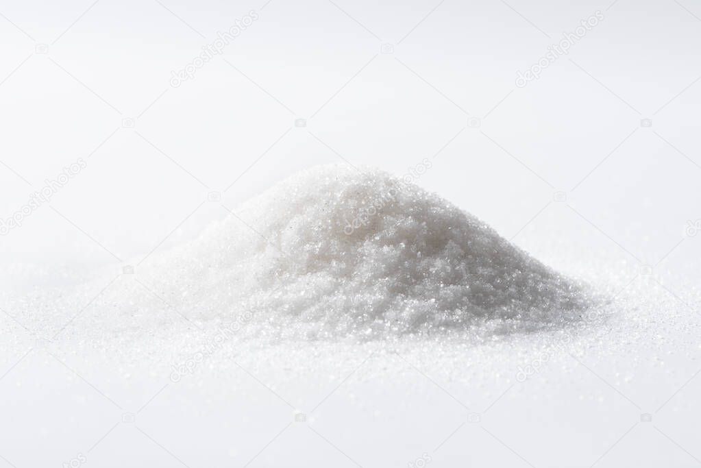 heap of sugar isolated on white background with clipping path